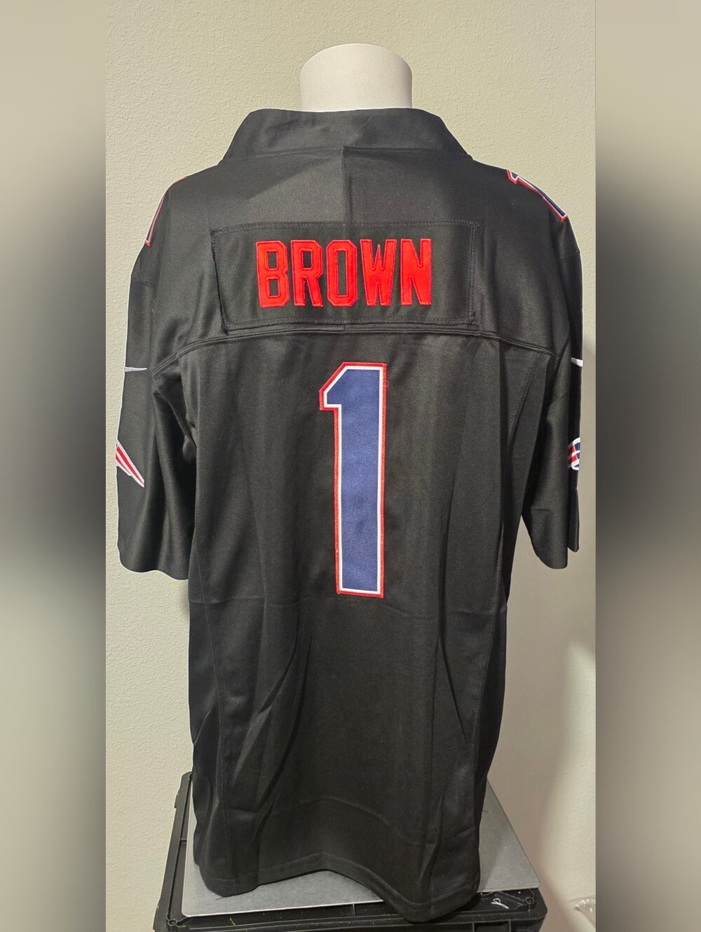 New England Patriots AJ Brown Custom Black Jersey
